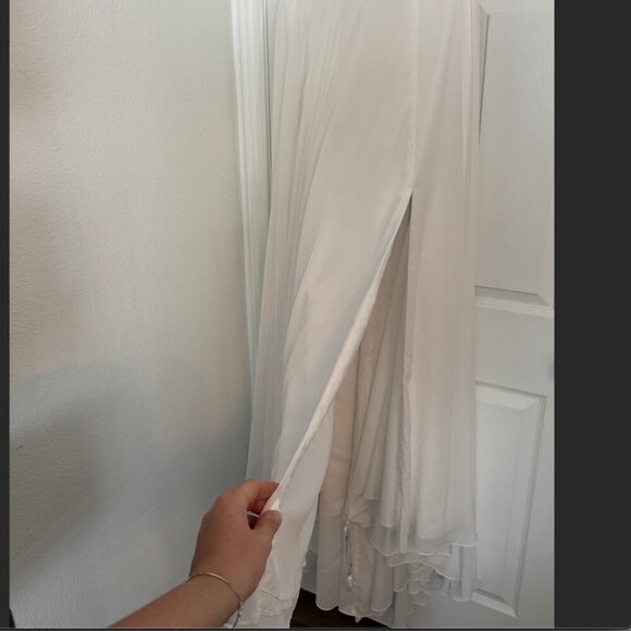 DB Studio White Wedding Skirt with Slit – Bridal Separate, Floor-Length, Size 14 - Picture 11 of 14